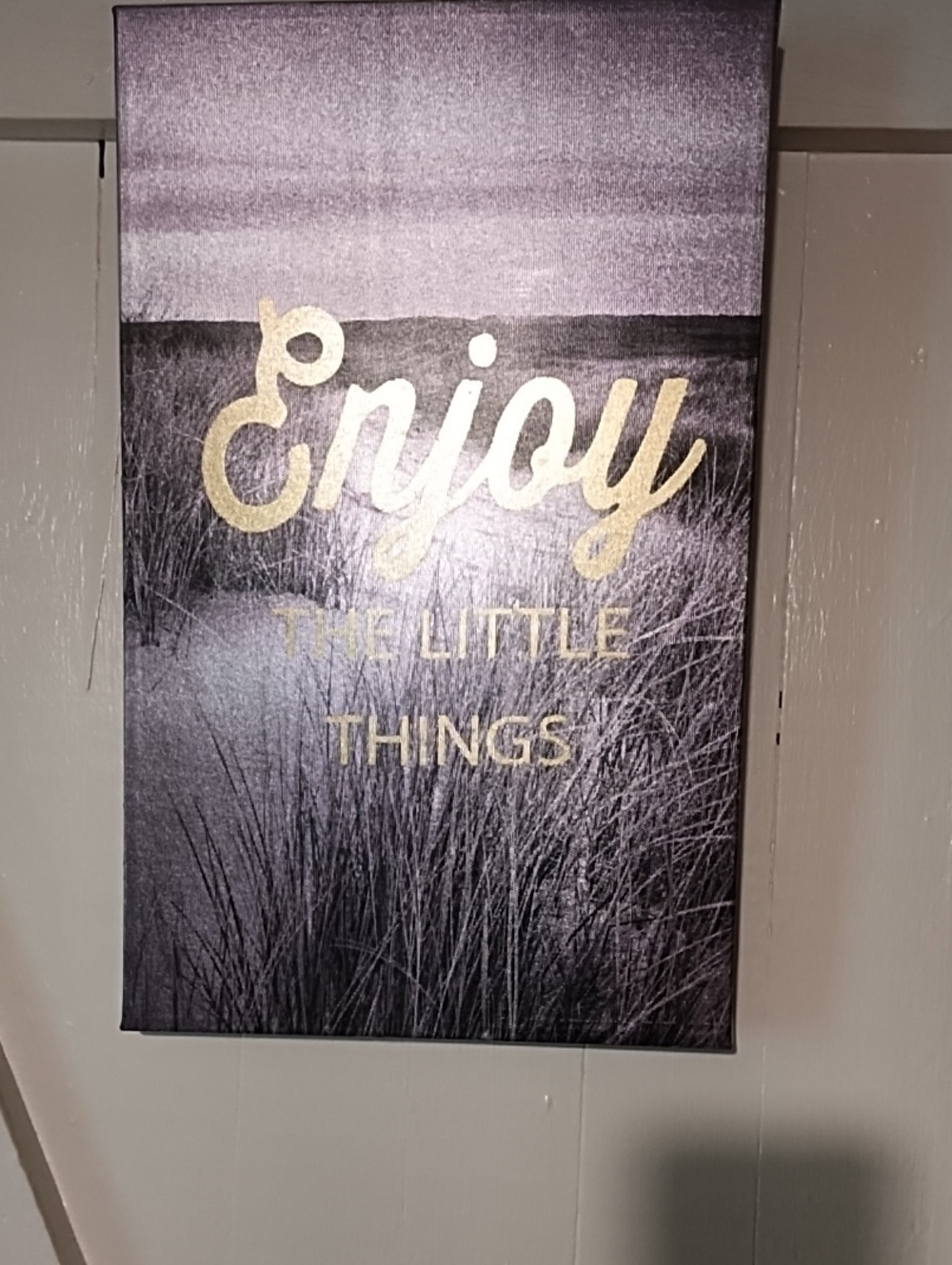 Enjoy The Little Things Gold Text Wall Art - Black & Gold VGC.